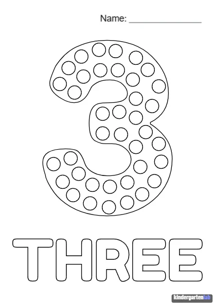 Number Tracing and Dot Coloring Worksheets (1–10) — Page 3