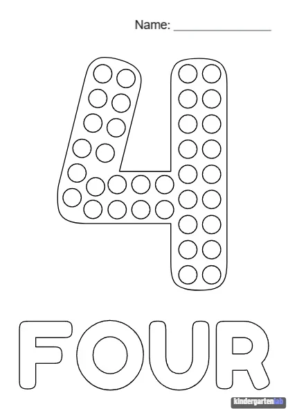 Number Tracing and Dot Coloring Worksheets (1–10) — Page 4