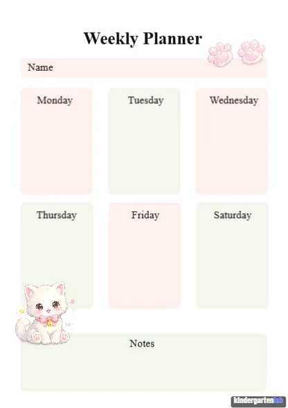 Cute Cat Weekly Planner