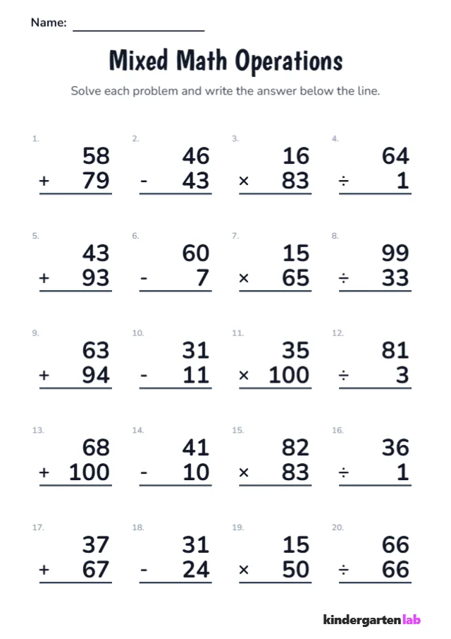 Basic Operations Math Preview