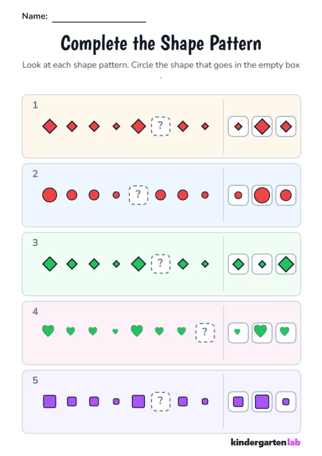 Complete the Shape Pattern: Big and Small