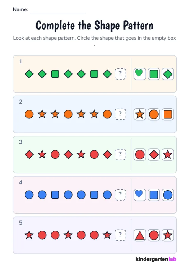 Complete the Shape Pattern: Shape Patterns