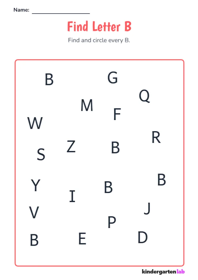 Find Letter B printable worksheet