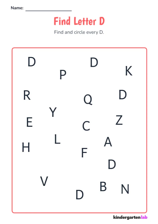 Find Letter D printable worksheet