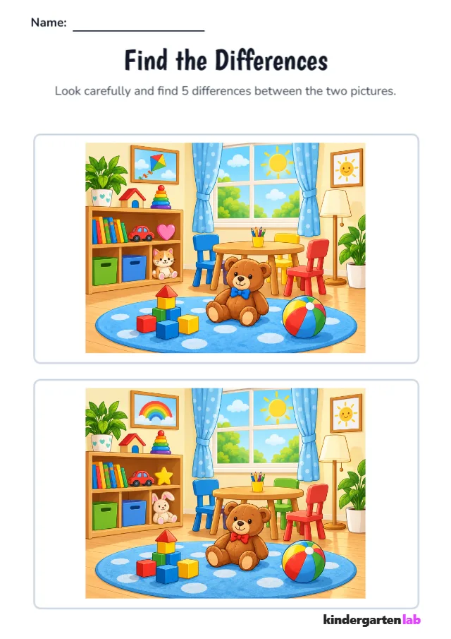 Find The Differences: Playroom Find The Differences Scene B, Playroom Find The Differences Scene A