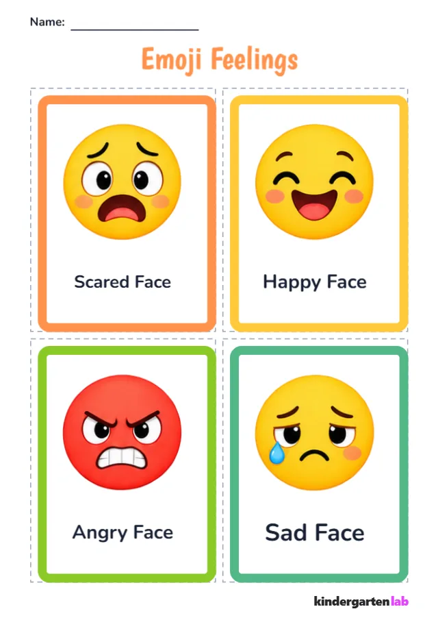 Flashcards: Scared Face, Happy Face, Angry Face