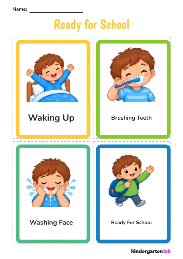 Flashcards: Waking Up, Brushing Teeth, Washing Face