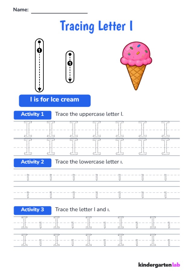 Letter Tracing: Ice Cream, Arrow