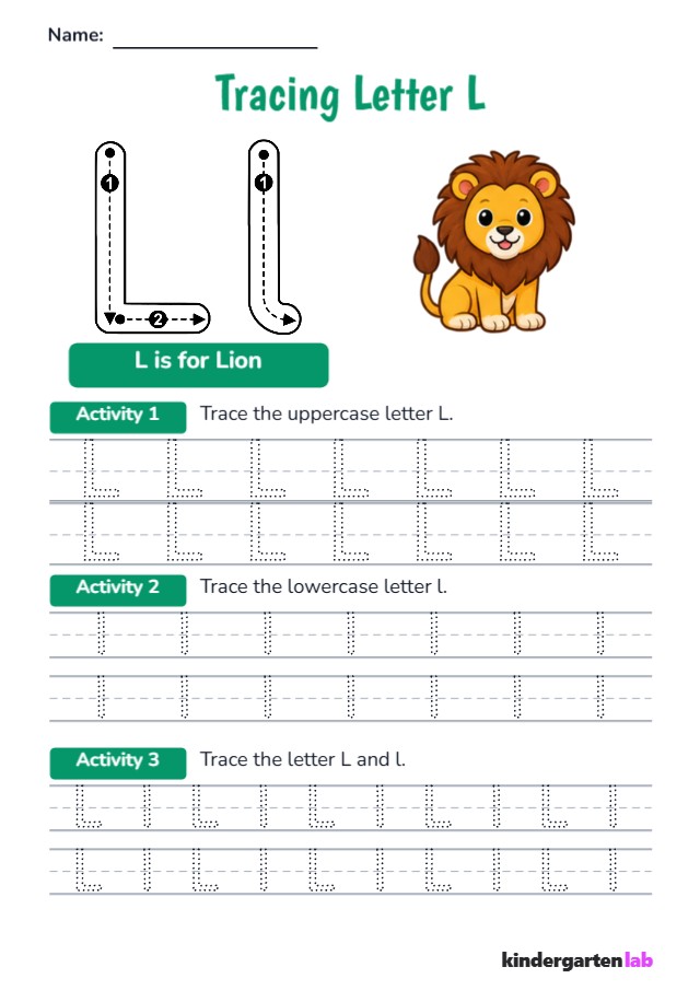 Letter Tracing: Lion, Early Learning