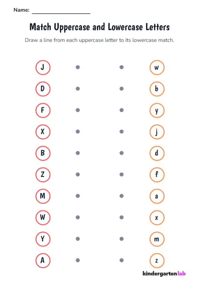 Match Uppercase and Lowercase Letters Preview printable worksheet